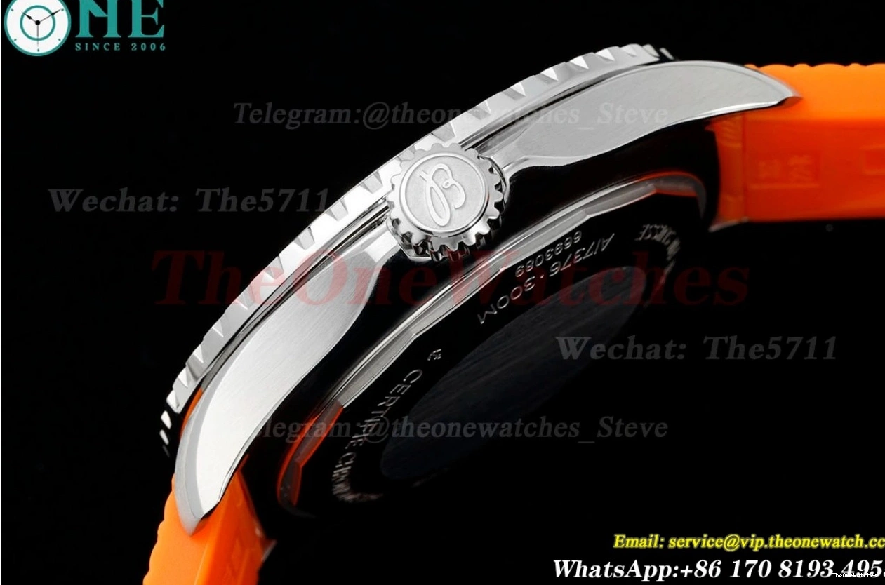Rubber Colorful Orange A2824 Dial on TF SS RU Superocean 42mm Strap 0324